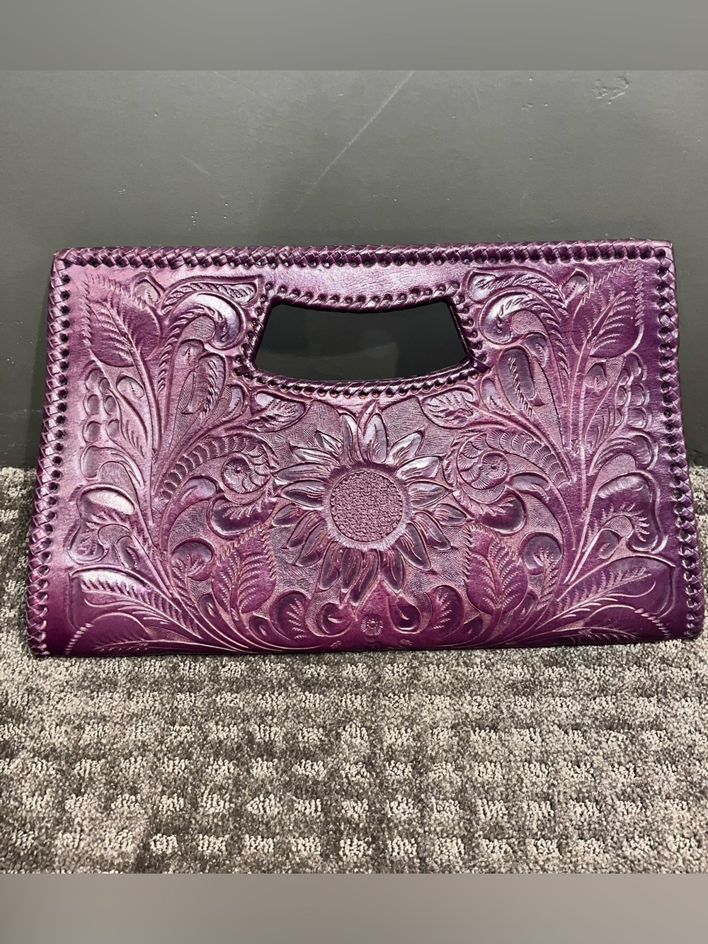 Deep Purple Large Mexican Leather Clutch